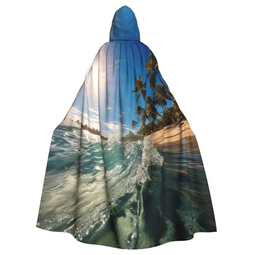 DUWAA Wasserrausch zum tropischen Strand, 150 cm, Karnevals-Umhang, Unisex, Erwachsene, Kapuzenumhang für Halloween, Hexe, Vampir, Zauberer, Cosplay von DUWAA