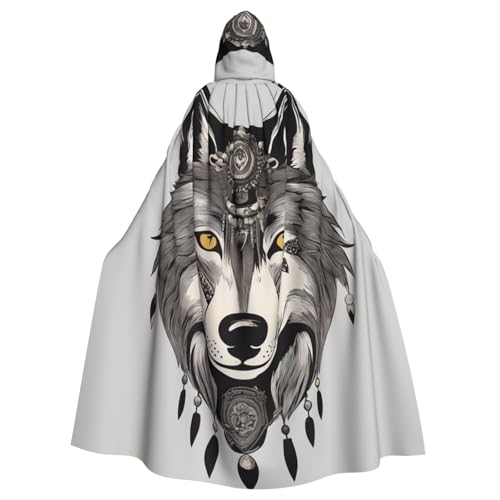 DUWAA Wolfsmotive Accessories04 Druck 149,9 cm Karneval Umhang Unisex Erwachsene Kapuzenumhang für Halloween Hexe Vampir Zauberer Cosplay DUWAA Wolfsmotive Accessories04 Druck 149,9 cm Karneval Umhang Unisex Erwachsene Kapuzenumhang für Halloween Hexe Vampir Zauberer Cosplay von DUWAA