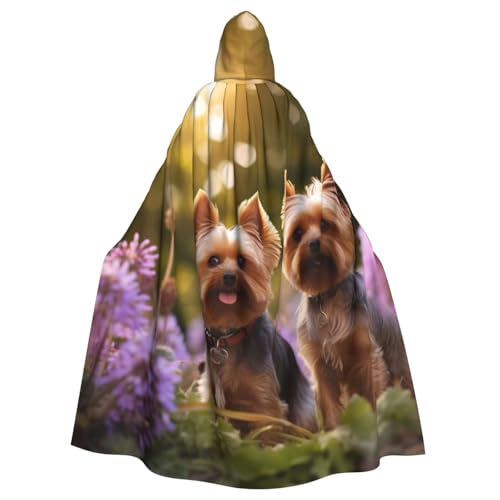 DUWAA Yorkie Floral2 bedruckter Karnevals-Umhang, Unisex, Erwachsene, Kapuzenumhang für Halloween, Hexe, Vampir, Zauberer, Cosplay DUWAA Yorkie Floral2 bedruckter Karnevals-Umhang, Unisex, Erwachsene, Kapuzenumhang für Halloween, Hexe, Vampir, Zauberer, Cosplay von DUWAA
