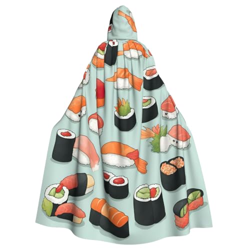Delicious Sushi-Print Erwachsenen-Halloween-Kapuzenumhang, volle Länge, Unisex, Umhang für Männer und Frauen, für Halloween, Cosplay Delicious Sushi-Print Erwachsenen-Halloween-Kapuzenumhang, volle Länge, Unisex, Umhang für Männer und Frauen, für Halloween, Cosplay von DUWAA