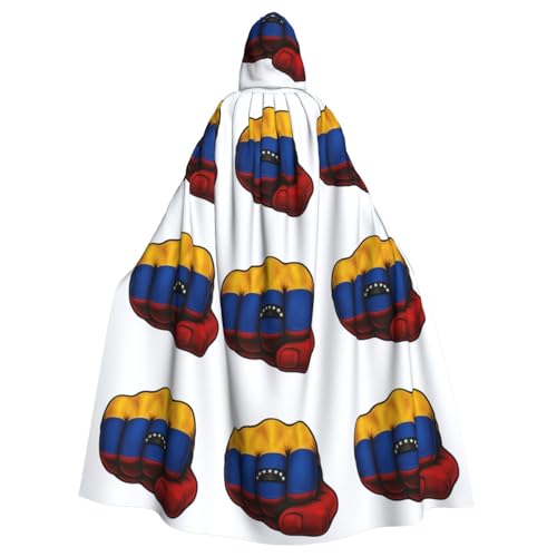 Farbige Faust mit Flaggenaufdruck, Erwachsenen-Kapuzenumhang, Halloween-Robe, Kapuzenumhang, Hexen-Zauberer, Cosplay-Kostüme für Männer und Frauen Farbige Faust mit Flaggenaufdruck, Erwachsenen-Kapuzenumhang, Halloween-Robe, Kapuzenumhang, Hexen-Zauberer, Cosplay-Kostüme für Männer und Frauen von DUWAA
