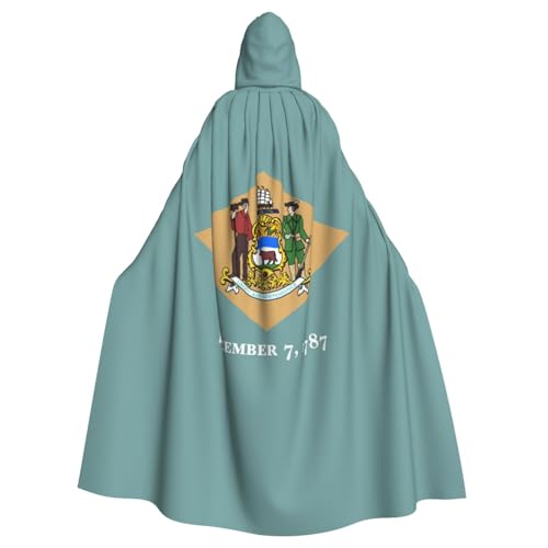 Flagge von Delaware Print Erwachsene Halloween Kapuzenumhang volle Länge Unisex Umhang für Männer Frauen für Halloween Cosplay Flagge von Delaware Print Erwachsene Halloween Kapuzenumhang volle Länge Unisex Umhang für Männer Frauen für Halloween Cosplay von DUWAA