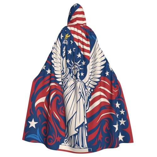 Freiheitsstatue mit amerikanischem Druck, Erwachsenen-Kapuzenumhang, Halloween-Robe, Kapuzenumhang, Hexen-Zauberer, Cosplay-Kostüme für Männer und Frauen Freiheitsstatue mit amerikanischem Druck, Erwachsenen-Kapuzenumhang, Halloween-Robe, Kapuzenumhang, Hexen-Zauberer, Cosplay-Kostüme für Männer und Frauen von DUWAA