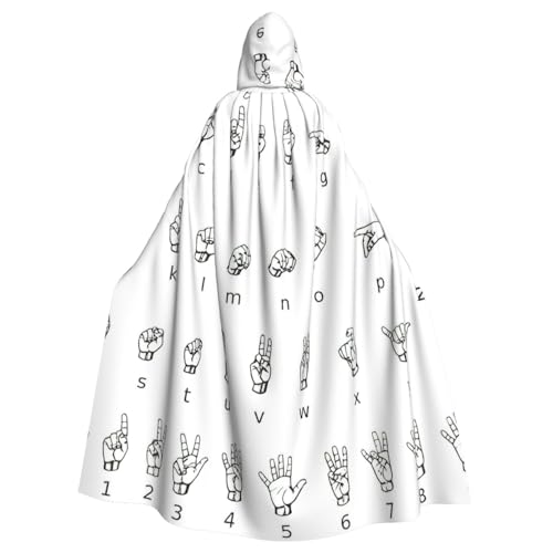 Gebärdensprache Alphabet Druck Erwachsene Kapuzenumhang Halloween Robe Kapuzenumhang Hexe Zauberer Cosplay Kostüme für Männer Frauen Gebärdensprache Alphabet Druck Erwachsene Kapuzenumhang Halloween Robe Kapuzenumhang Hexe Zauberer Cosplay Kostüme für Männer Frauen von DUWAA