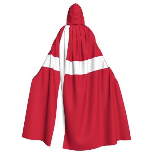 Halloween-Kapuzenumhang mit dänischer Flagge, volle Länge, Unisex, für Männer und Frauen, für Halloween, Cosplay Halloween-Kapuzenumhang mit dänischer Flagge, volle Länge, Unisex, für Männer und Frauen, für Halloween, Cosplay von DUWAA