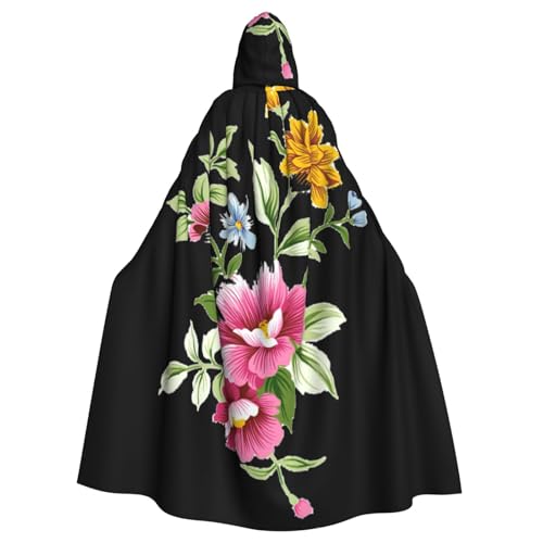 Handbemalter Blumendruck, Erwachsenen-Kapuzenumhang, Halloween-Robe, Kapuzenumhang, Hexe, Zauberer, Cosplay-Kostüme für Männer und Frauen Handbemalter Blumendruck, Erwachsenen-Kapuzenumhang, Halloween-Robe, Kapuzenumhang, Hexe, Zauberer, Cosplay-Kostüme für Männer und Frauen von DUWAA