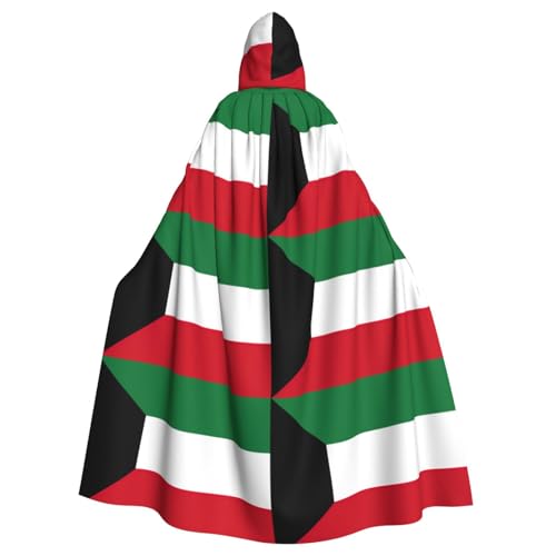 Hexenumhang mit kuwaitischer Flagge, Umhang mit Kapuze, Halloween-Kapuzenumhang, Zauberer-Robe, Cosplay-Kostüm für Herren von DUWAA