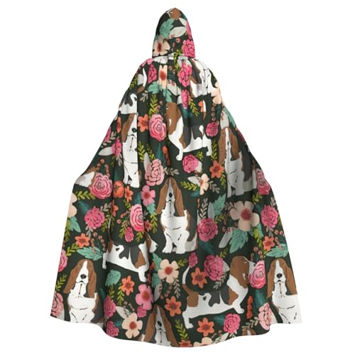 Hunde- und Blumendruck, Erwachsenen-Kapuzenumhang, Halloween-Robe, Kapuzenumhang, Hexen-Zauberer, Cosplay-Kostüme für Männer und Frauen Hunde- und Blumendruck, Erwachsenen-Kapuzenumhang, Halloween-Robe, Kapuzenumhang, Hexen-Zauberer, Cosplay-Kostüme für Männer und Frauen von DUWAA
