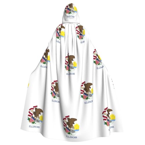 Illinois Kapuzenumhang mit Staatsflagge, Erwachsenen-Umhang, Halloween-Robe, Kapuzenumhang, Hexen-Zauberer, Cosplay-Kostüme für Männer und Frauen von DUWAA