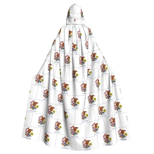 Illinois Kapuzenumhang mit Staatsflagge, Erwachsenen-Umhang, Halloween-Robe, Kapuzenumhang, Hexen-Zauberer, Cosplay-Kostüme für Männer und Frauen von DUWAA