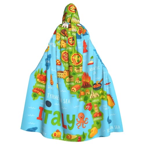 Italienische Karte mit Lebensmittel-Symbolen, Erwachsenen-Kapuzenumhang, Halloween-Robe, Kapuzenumhang, Hexen-Zauberer, Cosplay-Kostüme für Männer und Frauen Italienische Karte mit Lebensmittel-Symbolen, Erwachsenen-Kapuzenumhang, Halloween-Robe, Kapuzenumhang, Hexen-Zauberer, Cosplay-Kostüme für Männer und Frauen von DUWAA
