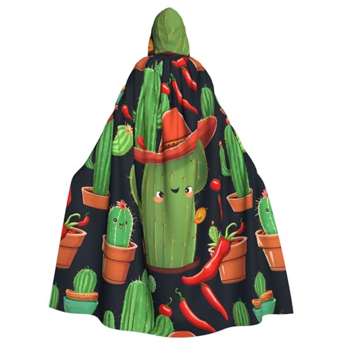 Kaktus-Hut und Chili-Druck, Erwachsenen-Kapuzenumhang, Halloween-Robe, Kapuzenumhang, Hexen-Zauberer, Cosplay-Kostüme für Männer und Frauen Kaktus-Hut und Chili-Druck, Erwachsenen-Kapuzenumhang, Halloween-Robe, Kapuzenumhang, Hexen-Zauberer, Cosplay-Kostüme für Männer und Frauen von DUWAA
