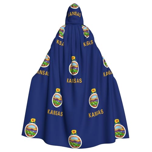 Kansas Kapuzenumhang mit Staatsflaggen-Druck, für Erwachsene, Halloween-Bademantel, Kapuzenumhang, Hexen-Zauberer, Cosplay-Kostüme für Männer und Frauen von DUWAA