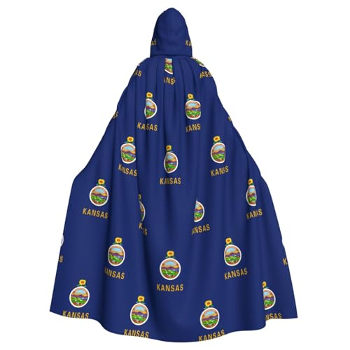Kansas Kapuzenumhang mit Staatsflaggen-Druck, für Erwachsene, Halloween-Bademantel, Kapuzenumhang, Hexen-Zauberer, Cosplay-Kostüme für Männer und Frauen von DUWAA