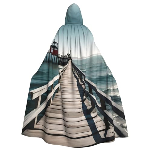 Kapuzenumhang für Erwachsene, Motiv: Coastal Pier, Halloween-Robe, Kapuzenumhang, Hexen-Zauberer, Cosplay-Kostüme für Männer und Frauen von DUWAA