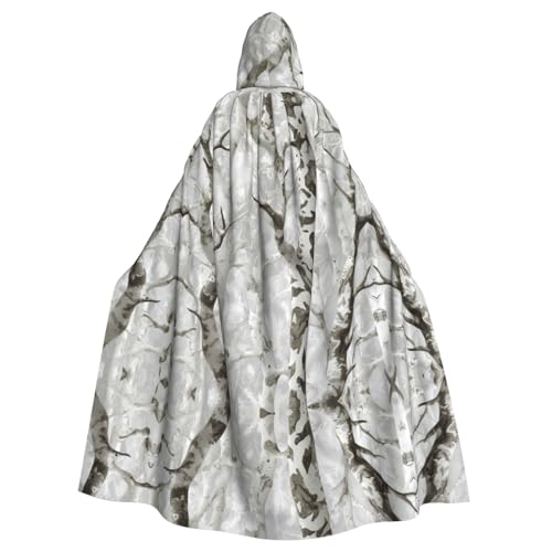Kapuzenumhang für Erwachsene, Motiv: weißer Baum, Camouflage, Halloween-Robe, Kapuzenumhang, Hexe, Zauberer, Cosplay-Kostüme für Männer und Frauen von DUWAA