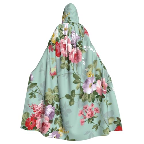Kapuzenumhang für Erwachsene, Pfingstrosen-Druck, Halloween-Robe, Kapuzenumhang, Hexe, Zauberer, Cosplay-Kostüme für Männer und Frauen von DUWAA