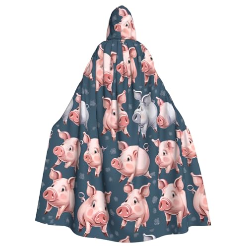 Kapuzenumhang für Erwachsene, Schweinchen-Druck, Halloween-Robe, Kapuzenumhang, Hexen-Zauberer, Cosplay-Kostüme für Männer und Frauen Kapuzenumhang für Erwachsene, Schweinchen-Druck, Halloween-Robe, Kapuzenumhang, Hexen-Zauberer, Cosplay-Kostüme für Männer und Frauen von DUWAA