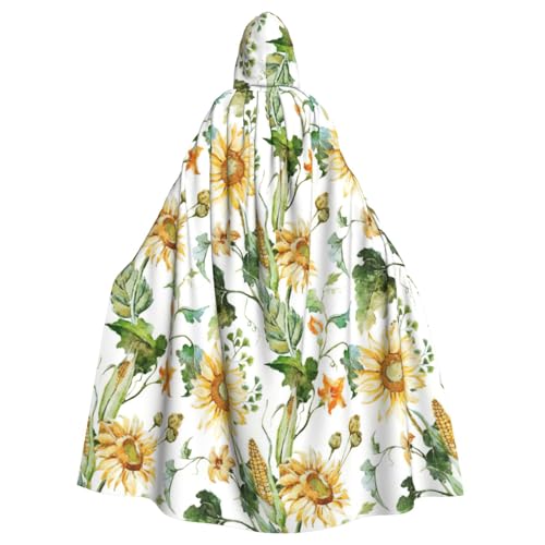 Kapuzenumhang für Erwachsene, Sonnenblumen- und Mais-Druck, Halloween-Bademantel, Kapuzenumhang, Hexen-Zauberer, Cosplay-Kostüme für Männer und Frauen Kapuzenumhang für Erwachsene, Sonnenblumen- und Mais-Druck, Halloween-Bademantel, Kapuzenumhang, Hexen-Zauberer, Cosplay-Kostüme für Männer und Frauen von DUWAA