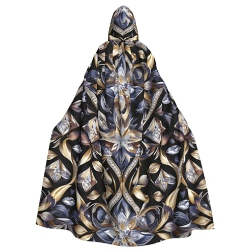 Kapuzenumhang für Erwachsene, mit Diamantmuster, Halloween-Umhang, Hexen-Zauberer, Cosplay-Kostüme für Männer und Frauen von DUWAA