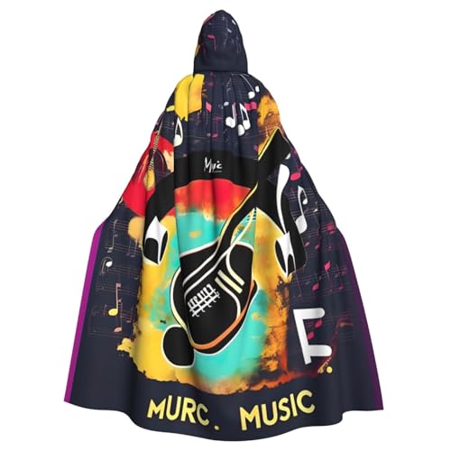 Kapuzenumhang für Erwachsene, mit Musikdruck, Halloween-Umhang, Hexen-Zauberer, Cosplay-Kostüme für Männer und Frauen von DUWAA