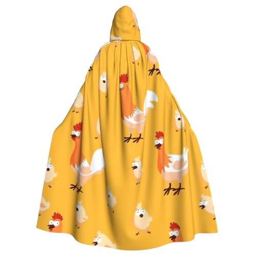 Kapuzenumhang mit Huhn-Küken-Aufdruck, für Erwachsene, Halloween-Bademantel, Kapuzenumhang, Hexen-Zauberer, Cosplay-Kostüme für Männer und Frauen von DUWAA