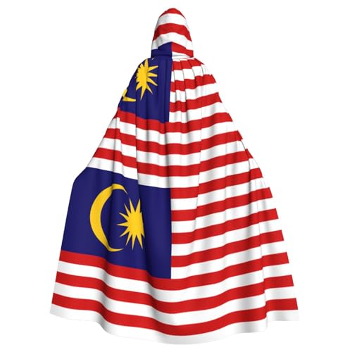 Kapuzenumhang mit Malaysia-Flagge, für Erwachsene, Halloween-Robe, Kapuzenumhang, Hexen-Zauberer, Cosplay-Kostüme für Männer und Frauen von DUWAA