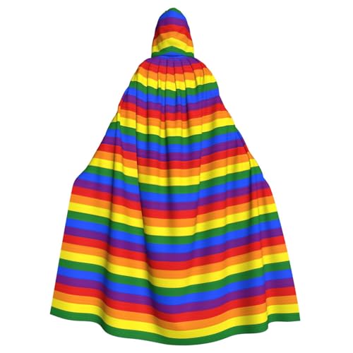 Kapuzenumhang mit Regenbogenmuster für Erwachsene, Halloween-Robe, Kapuzenumhang, Hexe, Zauberer, Cosplay-Kostüme für Männer und Frauen von DUWAA