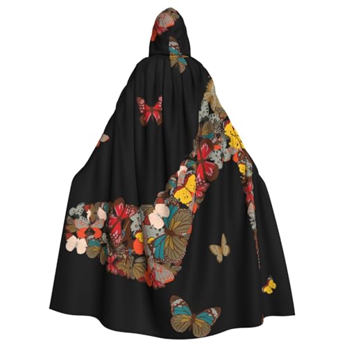 Kapuzenumhang mit Schmetterlingsmotiv, für Erwachsene, Halloween-Bademantel, Hexen-Zauberer, Cosplay-Kostüme für Männer und Frauen von DUWAA