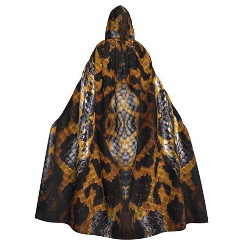Kapuzenumhang mit gelbem Schlangen-Druck, für Erwachsene, Halloween, Umhang, Hexe, Zauberer, Cosplay, Kostüme für Männer und Frauen von DUWAA