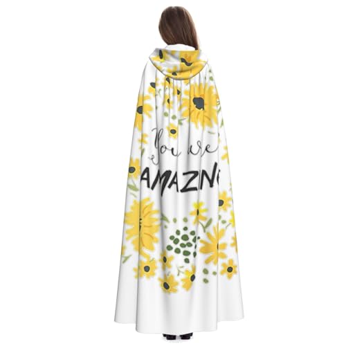 Kapuzenumhang mit wildem Gänseblümchen-Blumendruck, Halloween-Bademantel, Hexen-Zauberer, Cosplay-Kostüme für Männer und Frauen Kapuzenumhang mit wildem Gänseblümchen-Blumendruck, Halloween-Bademantel, Hexen-Zauberer, Cosplay-Kostüme für Männer und Frauen von DUWAA