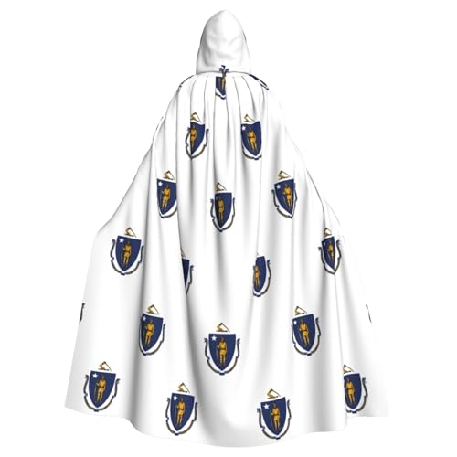 Massachusetts Kapuzenumhang mit Staatsflaggen-Druck, für Erwachsene, Halloween-Bademantel, Kapuzenumhang, Hexen-Zauberer, Cosplay-Kostüme für Männer und Frauen von DUWAA