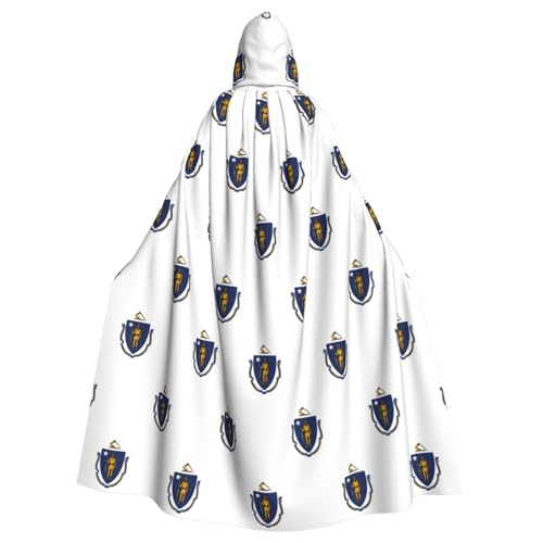 Massachusetts Kapuzenumhang mit Staatsflaggen-Druck, für Erwachsene, Halloween-Bademantel, Kapuzenumhang, Hexen-Zauberer, Cosplay-Kostüme für Männer und Frauen von DUWAA