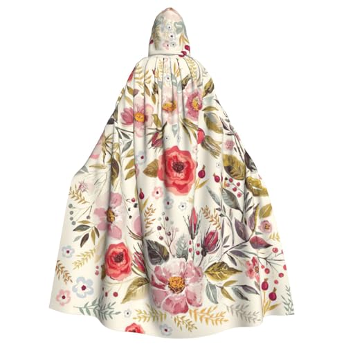 Moderner Kapuzenumhang mit Blumendruck, für Erwachsene, Halloween, Umhang, Hexe, Zauberer, Cosplay-Kostüme für Männer und Frauen von DUWAA
