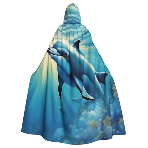 Ocean Delphin Looking At You 1 Print Erwachsene Kapuzenumhang Halloween Robe Kapuzenumhang Hexe Zauberer Cosplay Kostüme für Männer Frauen von DUWAA
