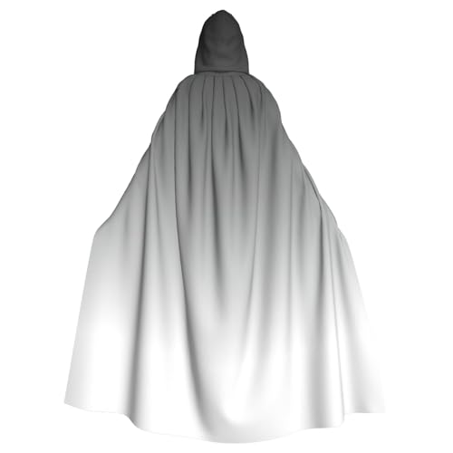 Ombré-Umhang mit weißem bis schwarzem Druck, für Erwachsene, Halloween-Bademantel, Kapuzenumhang, Hexen-Zauberer, Cosplay-Kostüme für Männer und Frauen von DUWAA