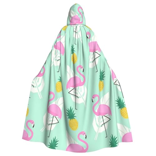 Rosa Flamingo-Ananas-Druck, Erwachsenen-Kapuzenumhang, Halloween-Robe, Kapuzenumhang, Hexen-Zauberer, Cosplay-Kostüme für Männer und Frauen Rosa Flamingo-Ananas-Druck, Erwachsenen-Kapuzenumhang, Halloween-Robe, Kapuzenumhang, Hexen-Zauberer, Cosplay-Kostüme für Männer und Frauen von DUWAA