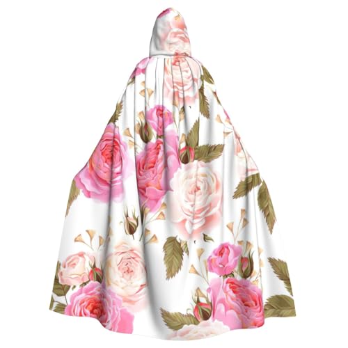 Rosen-Blumendruck, Erwachsenen-Kapuzenumhang, Halloween-Robe, Kapuzenumhang, Hexe, Zauberer, Cosplay-Kostüme für Männer und Frauen Rosen-Blumendruck, Erwachsenen-Kapuzenumhang, Halloween-Robe, Kapuzenumhang, Hexe, Zauberer, Cosplay-Kostüme für Männer und Frauen von DUWAA
