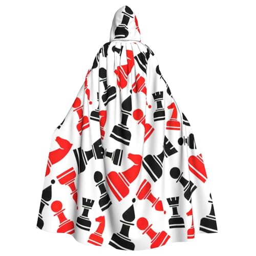 Schachmuster-Druck, Erwachsenen-Kapuzenumhang, Halloween-Robe, Kapuzenumhang, Hexen-Zauberer, Cosplay-Kostüme für Männer und Frauen von DUWAA