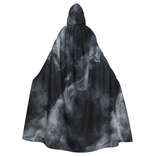 Schwarzer Rauch-Musik-Druck, Erwachsenen-Kapuzenumhang, Halloween-Robe, Kapuzenumhang, Hexen-Zauberer, Cosplay-Kostüme für Männer und Frauen von DUWAA