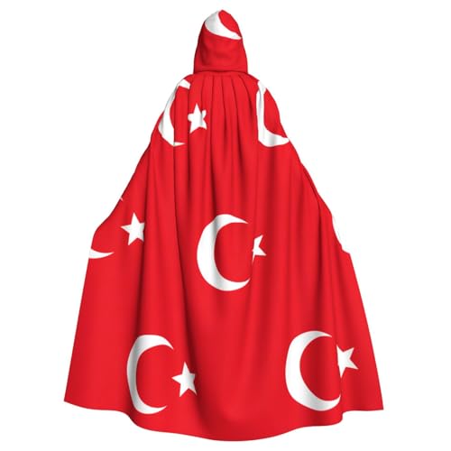 Umhang mit Kapuze für Erwachsene, Motiv: Flagge der Türkei, Halloween-Bademantel, Hexen-Zauberer, Cosplay-Kostüme für Männer und Frauen von DUWAA