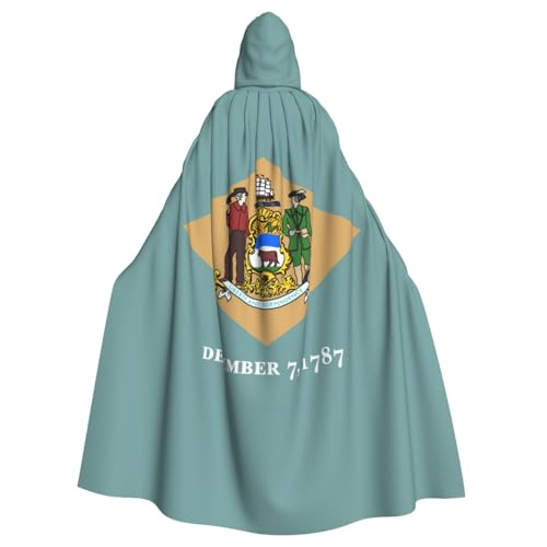 Umhang mit Kapuze für Erwachsene, Motiv: Flagge von Delaware, Halloween-Bademantel, Hexen-Zauberer, Cosplay-Kostüme für Männer und Frauen von DUWAA