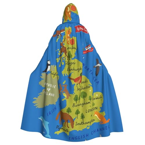 Umhang mit Kapuze für Erwachsene, Motiv: Karte des Vereinigten Königreichs, Halloween-Robe, Kapuzenumhang, Hexen-Zauberer, Cosplay-Kostüme für Männer und Frauen Umhang mit Kapuze für Erwachsene, Motiv: Karte des Vereinigten Königreichs, Halloween-Robe, Kapuzenumhang, Hexen-Zauberer, Cosplay-Kostüme für Männer und Frauen von DUWAA