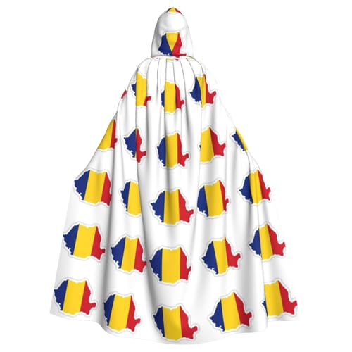 Umhang mit Kapuze für Erwachsene, Motiv: Rumänien-Flagge, Halloween-Umhang, Hexen-Zauberer, Cosplay-Kostüme für Männer und Frauen von DUWAA
