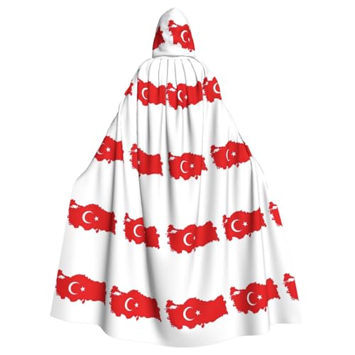 Umhang mit Kapuze für Erwachsene, Motiv: Türkei-Flagge, Halloween-Umhang, Hexen-Zauberer, Cosplay-Kostüme für Männer und Frauen Umhang mit Kapuze für Erwachsene, Motiv: Türkei-Flagge, Halloween-Umhang, Hexen-Zauberer, Cosplay-Kostüme für Männer und Frauen von DUWAA