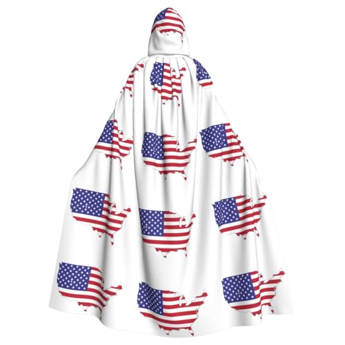 Umhang mit Kapuze für Erwachsene, Motiv: USA-Flagge, Halloween-Umhang, Hexen-Zauberer, Cosplay-Kostüme für Männer und Frauen Umhang mit Kapuze für Erwachsene, Motiv: USA-Flagge, Halloween-Umhang, Hexen-Zauberer, Cosplay-Kostüme für Männer und Frauen von DUWAA