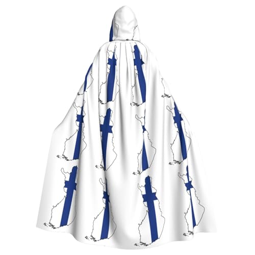 Umhang mit Kapuze für Erwachsene, Motiv: finnische Flagge, Halloween-Umhang, Hexen-Zauberer, Cosplay-Kostüme für Männer und Frauen von DUWAA