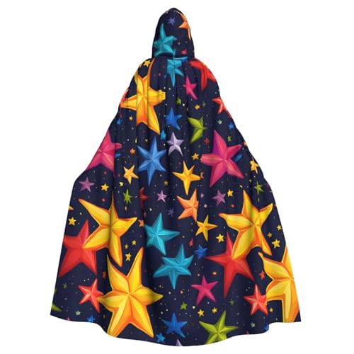 Umhang mit Kapuze für Erwachsene, buntes Sternenmuster, Halloween-Robe, Kapuzenumhang, Hexe, Zauberer, Cosplay-Kostüme für Männer und Frauen Umhang mit Kapuze für Erwachsene, buntes Sternenmuster, Halloween-Robe, Kapuzenumhang, Hexe, Zauberer, Cosplay-Kostüme für Männer und Frauen von DUWAA
