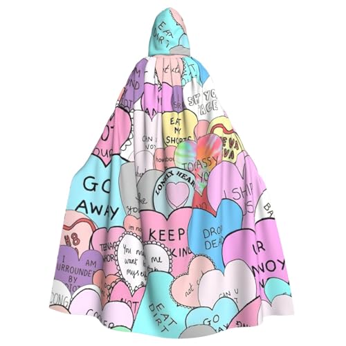 Umhang mit Kapuze und buntem Herzaufdruck, für Erwachsene, Halloween, Umhang, Hexe, Zauberer, Cosplay, Kostüme für Männer und Frauen Umhang mit Kapuze und buntem Herzaufdruck, für Erwachsene, Halloween, Umhang, Hexe, Zauberer, Cosplay, Kostüme für Männer und Frauen von DUWAA