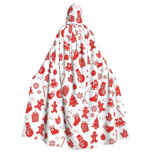 Weihnachtsdruck Druck Erwachsene Kapuzenumhang, Halloween Robe Kapuzenumhang Hexe Zauberer Cosplay Kostüme für Männer Frauen von DUWAA